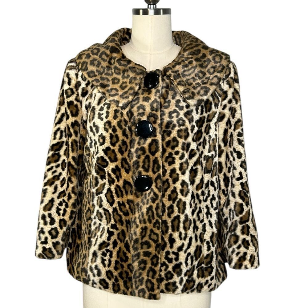 NEW Chico's Leopard Print Cropped Faux Fur Jacket | Size S